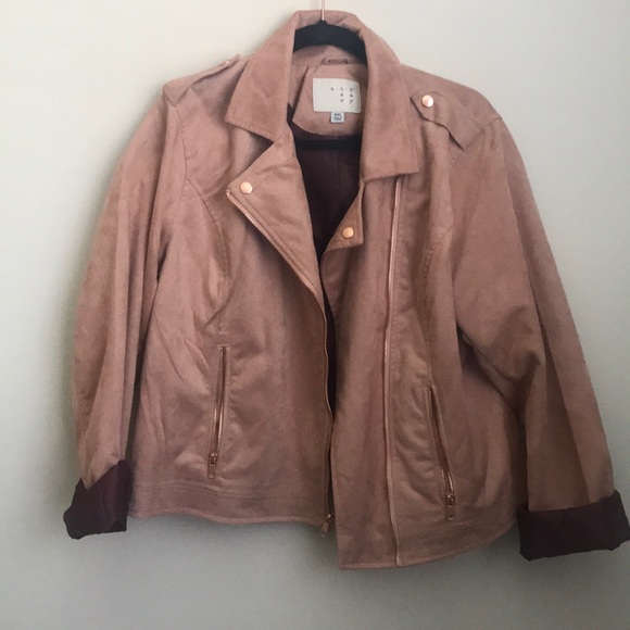 a new day Jackets & Blazers - NWOT pink & rose gold suede moto jacket